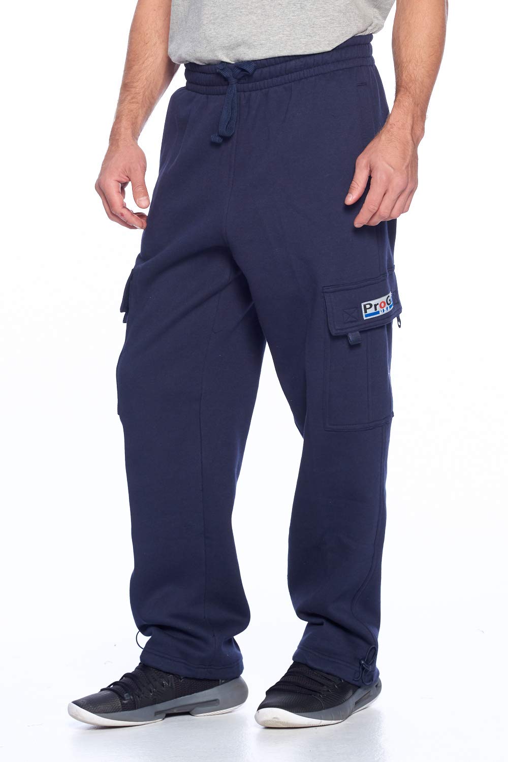 Men's Heavyweight Big & Tall Fleece Cargo Sweatpants Loose Fit Joggers Drawstring Waistband with Side Pocket - Image 3