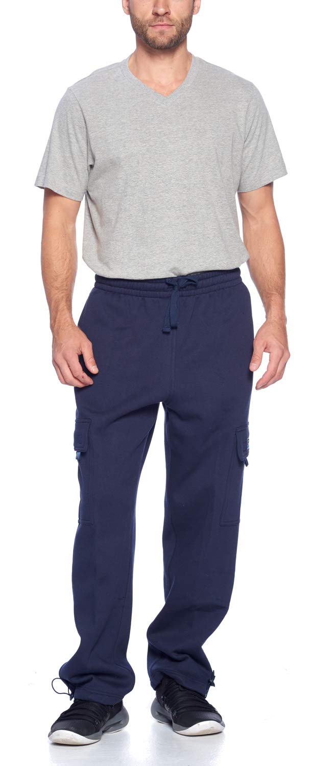 Men's Heavyweight Big & Tall Fleece Cargo Sweatpants Loose Fit Joggers Drawstring Waistband with Side Pocket - Image 4
