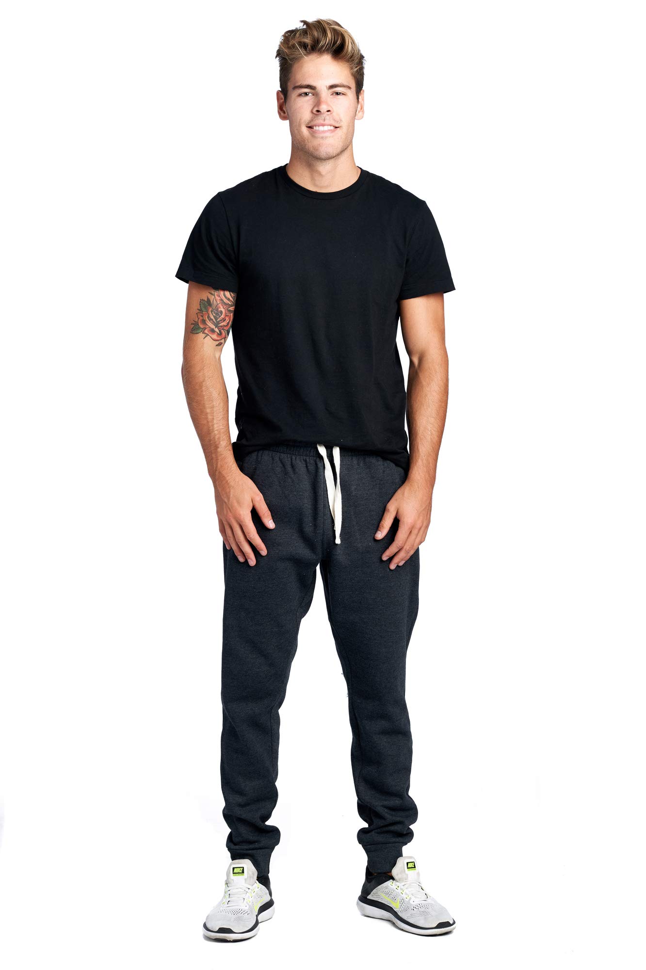 PROGO USA Men's Joggers Sweatpants Basic Fleece Marled Jogger Pant Elastic Waist - Image 6